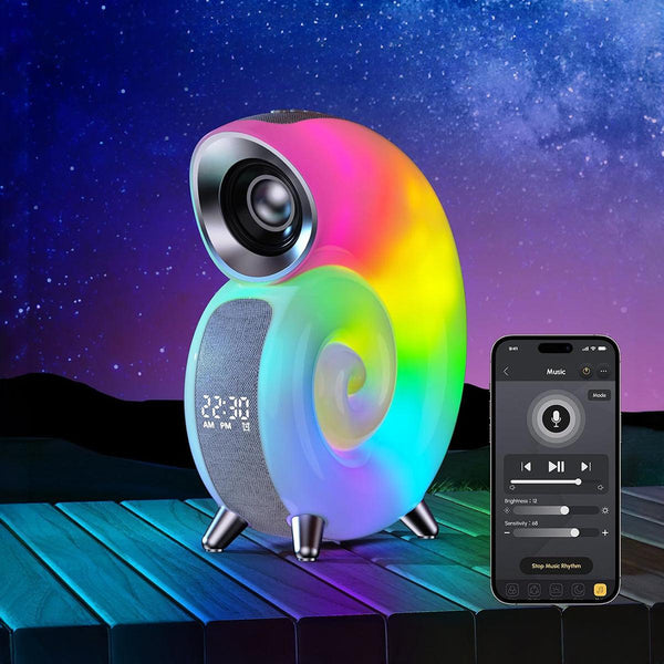 Caixa De Som Bluetooth Relógio Luminária Led Caracol