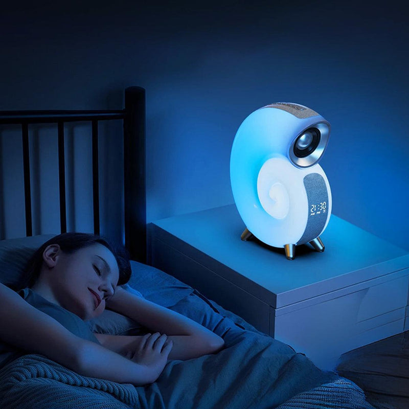 Caixa De Som Bluetooth Relógio Luminária Led Caracol