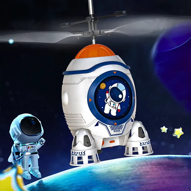 MIni Foguete Astronauta Voador Infantil Com Sensor Luz Recarregável