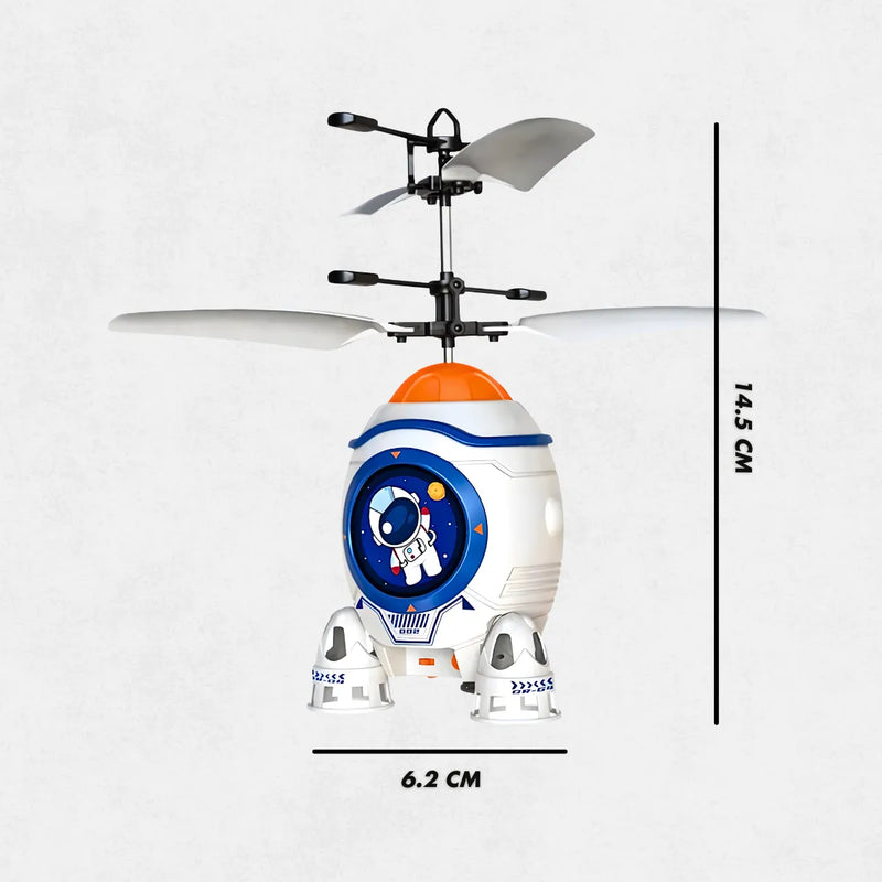 MIni Foguete Astronauta Voador Infantil Com Sensor Luz Recarregável