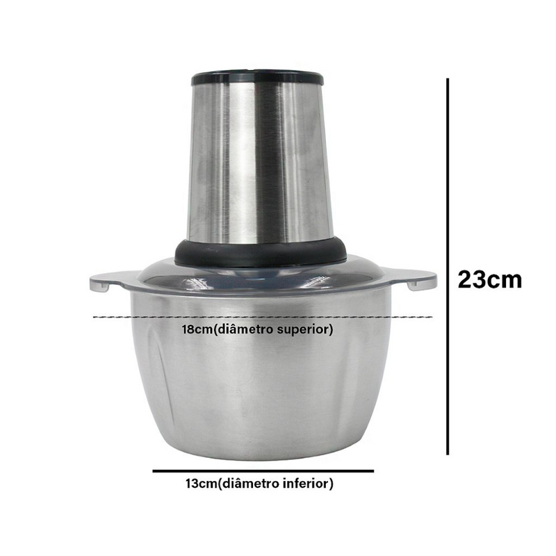 Triturador Alimentos Carne Legumes Eletrico 2L Aço Inox Profissional