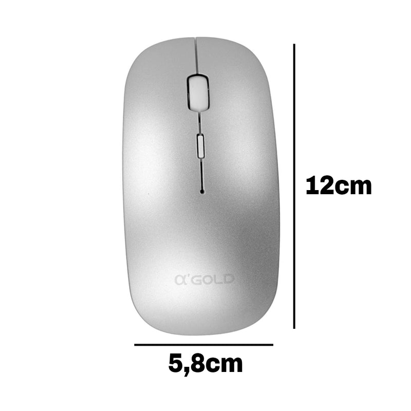 Mouse Sem Fio 2.4GHZ Recarregavel USB Ergonomico Wireless  AGold