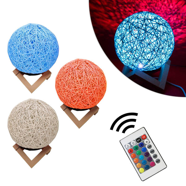 Luminaria Bola De Barbante Abajur Branco USB Luz Led Colorido Decoração Casa