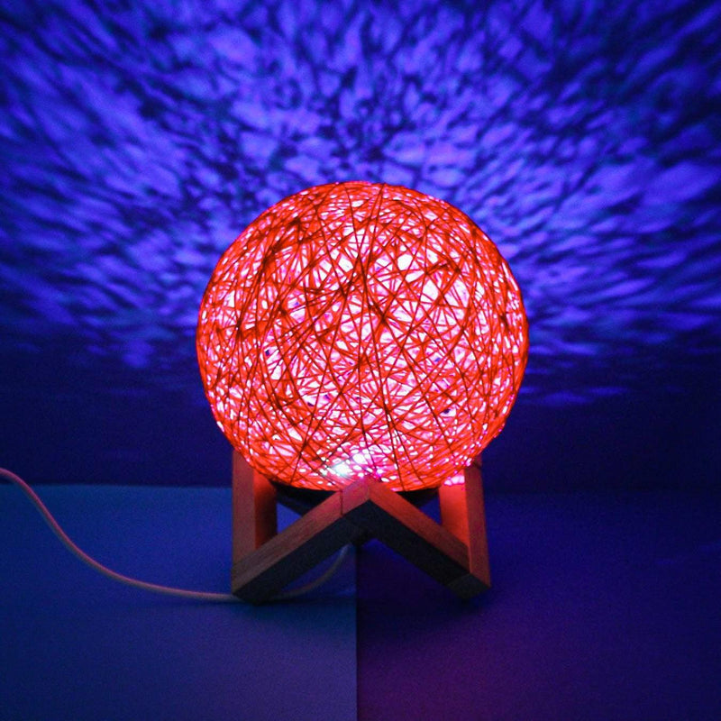 Luminaria Bola De Barbante Abajur Branco USB Luz Led Colorido Decoração Casa