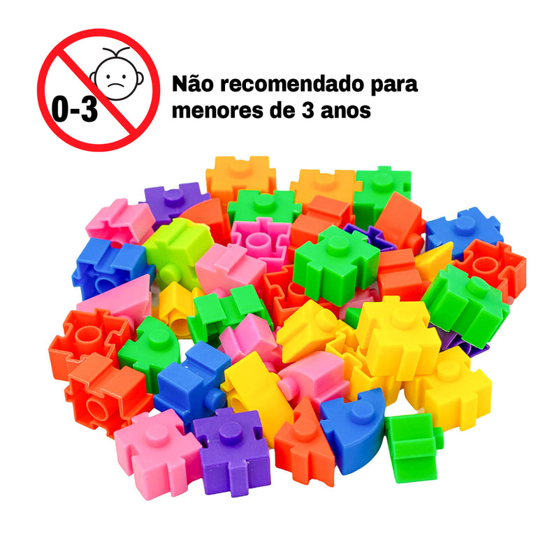 Brinquedo De Montar Interativo Plastico Blocos Infantil Coloridos Formas Triangulo Quadrado Circulo