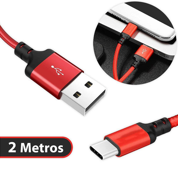 Cabo Carregador USB Tipo C Android Rápido Turbo Reforçado 2 Metros