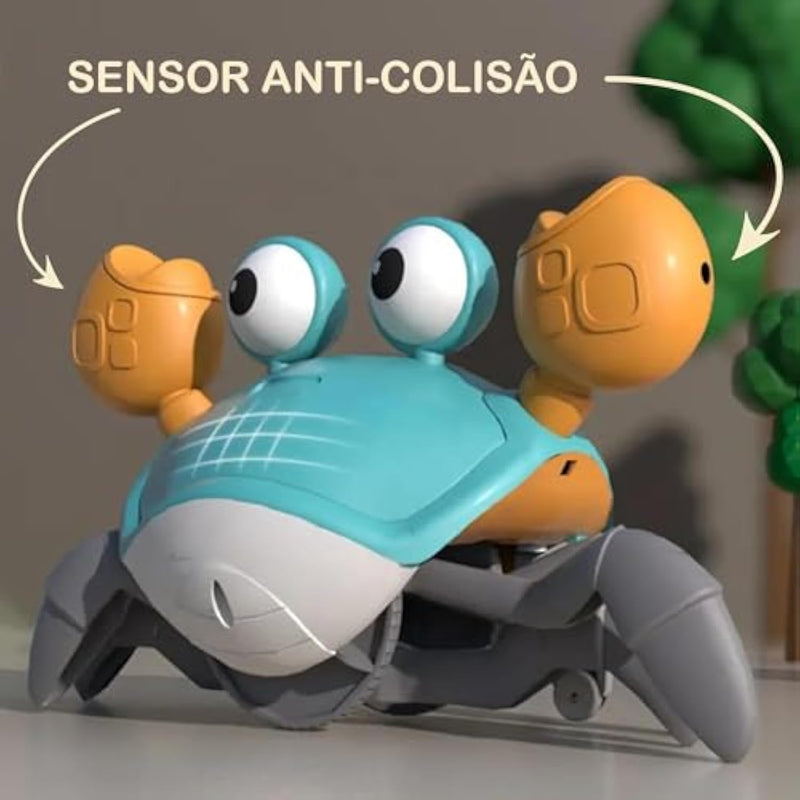 Caranguejo Fujão - Pega Caranguejo - Brinquedo Divertido com Música que Anda e Evita Obstáculos com Sensor para o Desenvolvimento do seu Bebê