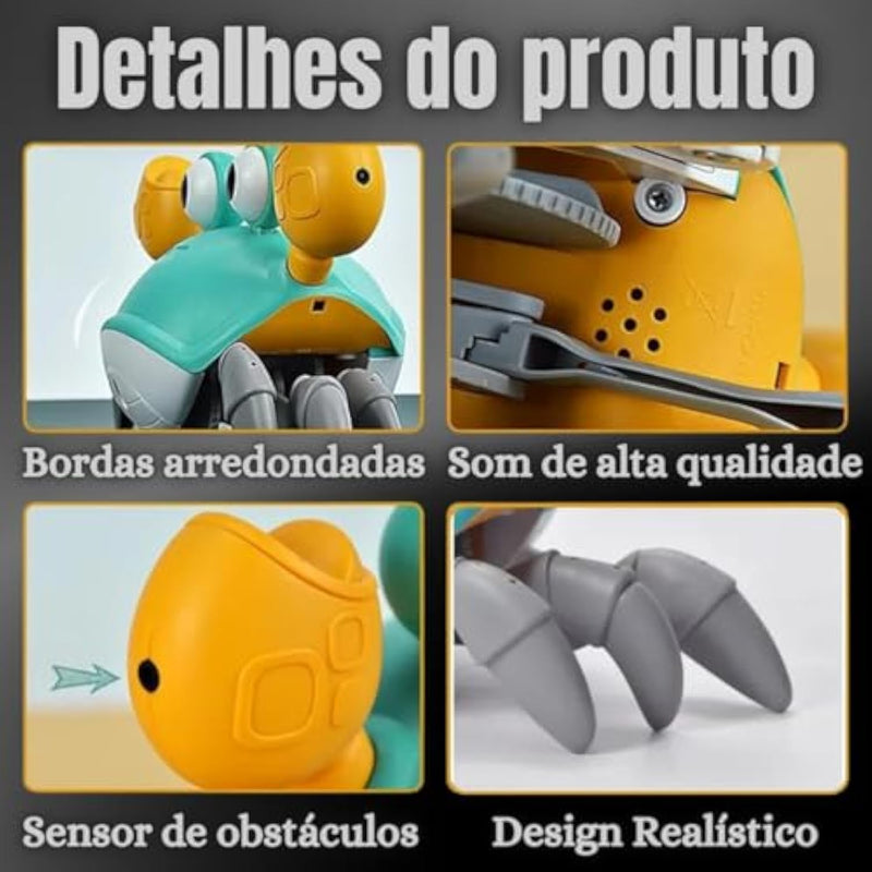 Caranguejo Fujão - Pega Caranguejo - Brinquedo Divertido com Música que Anda e Evita Obstáculos com Sensor para o Desenvolvimento do seu Bebê