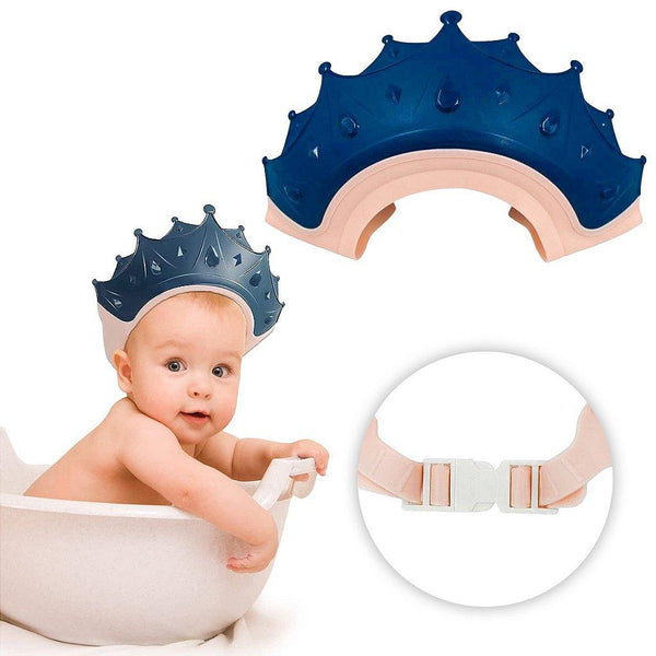 Chapeu Para Banho Bebe Viseira Anti Shampoo Protetor Para Olhos Coroa