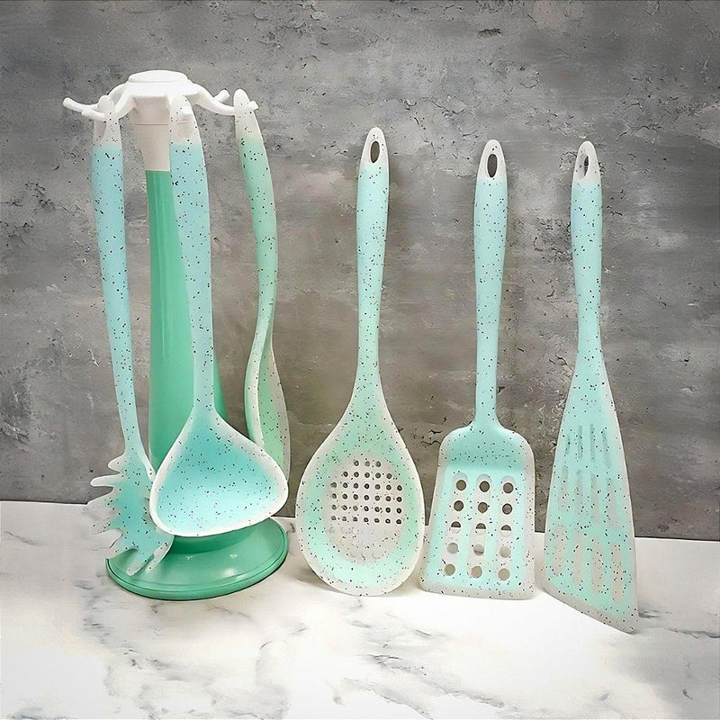 Kit 7 Peças Utensílios Cozinha Silicone Resistente Durável