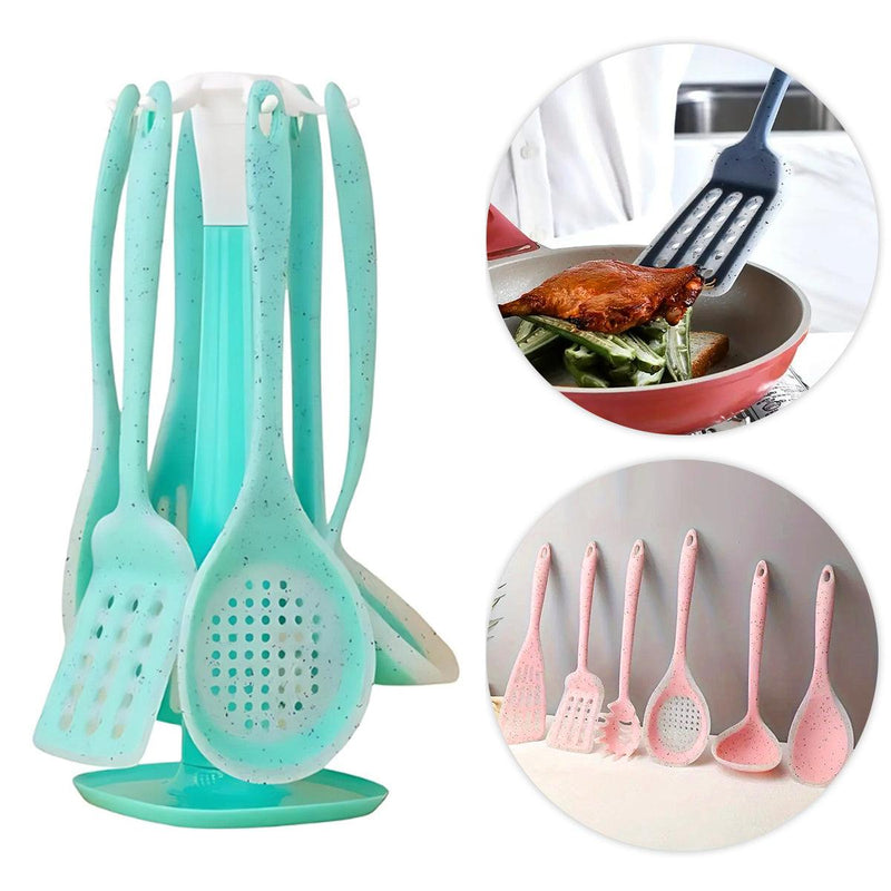 Kit 7 Peças Utensílios Cozinha Silicone Resistente Durável