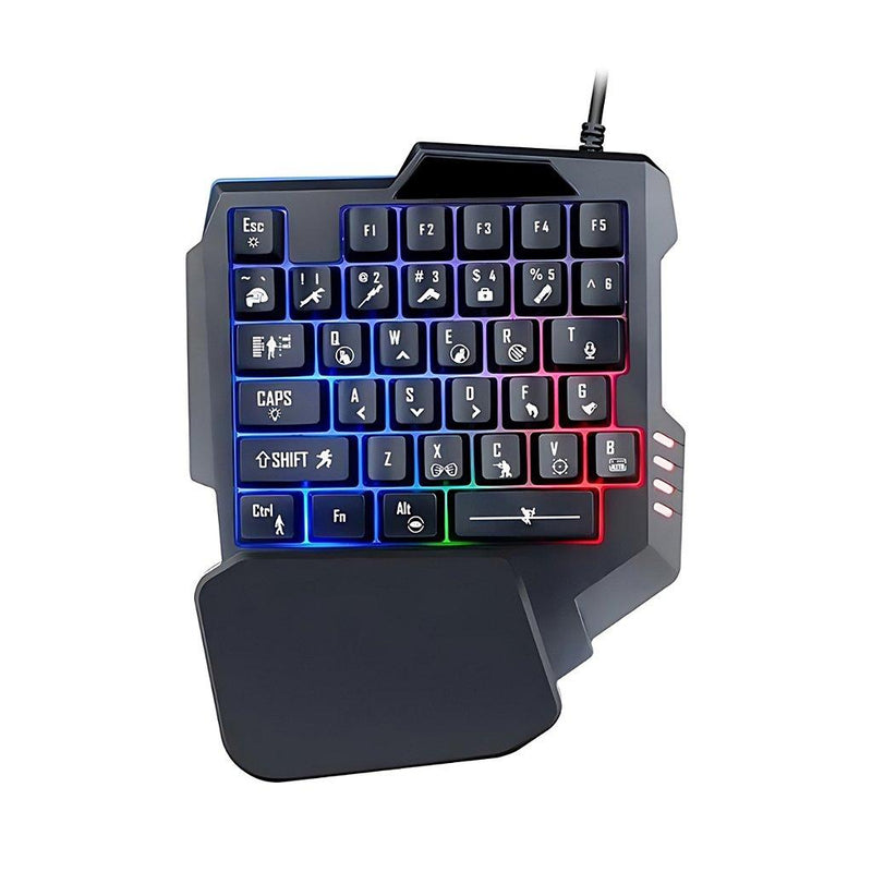 Teclado Gamer Rgb Uma Mão Semi Mecânico Jogos USB